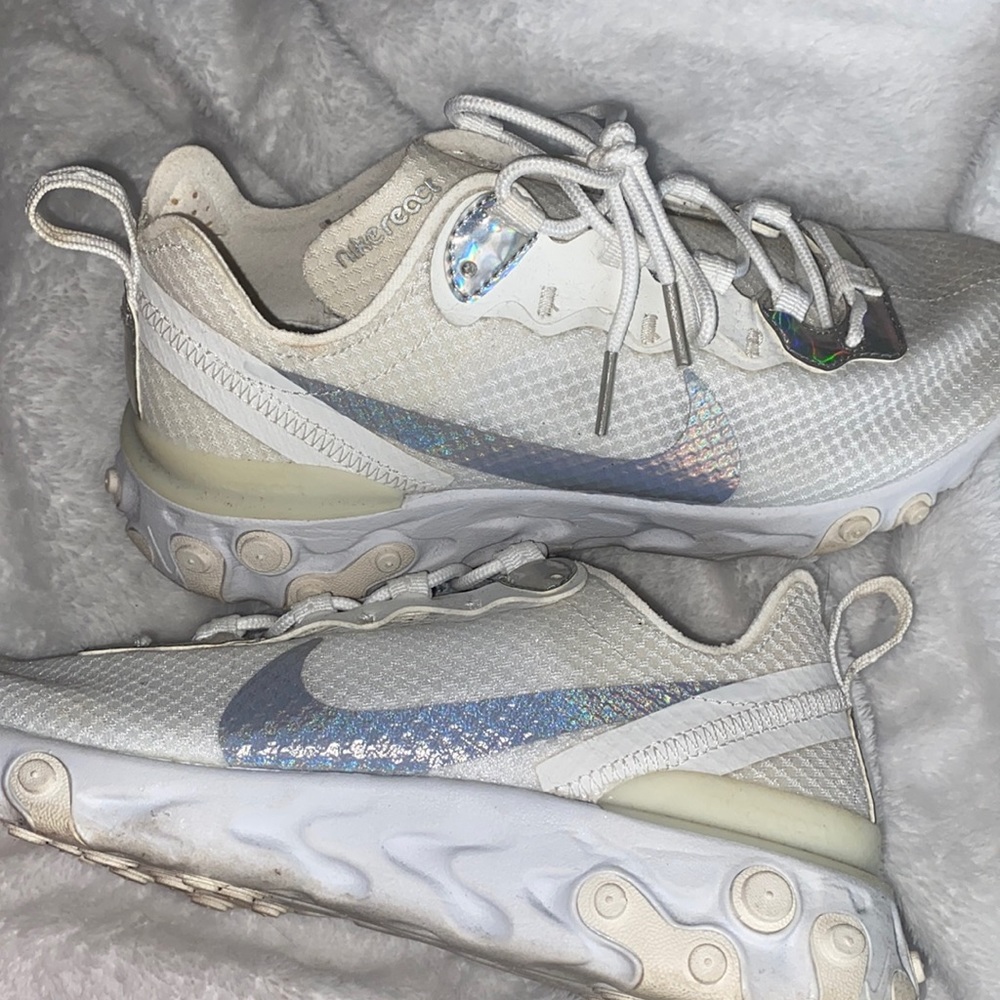 Nike react white iridescent sneakers